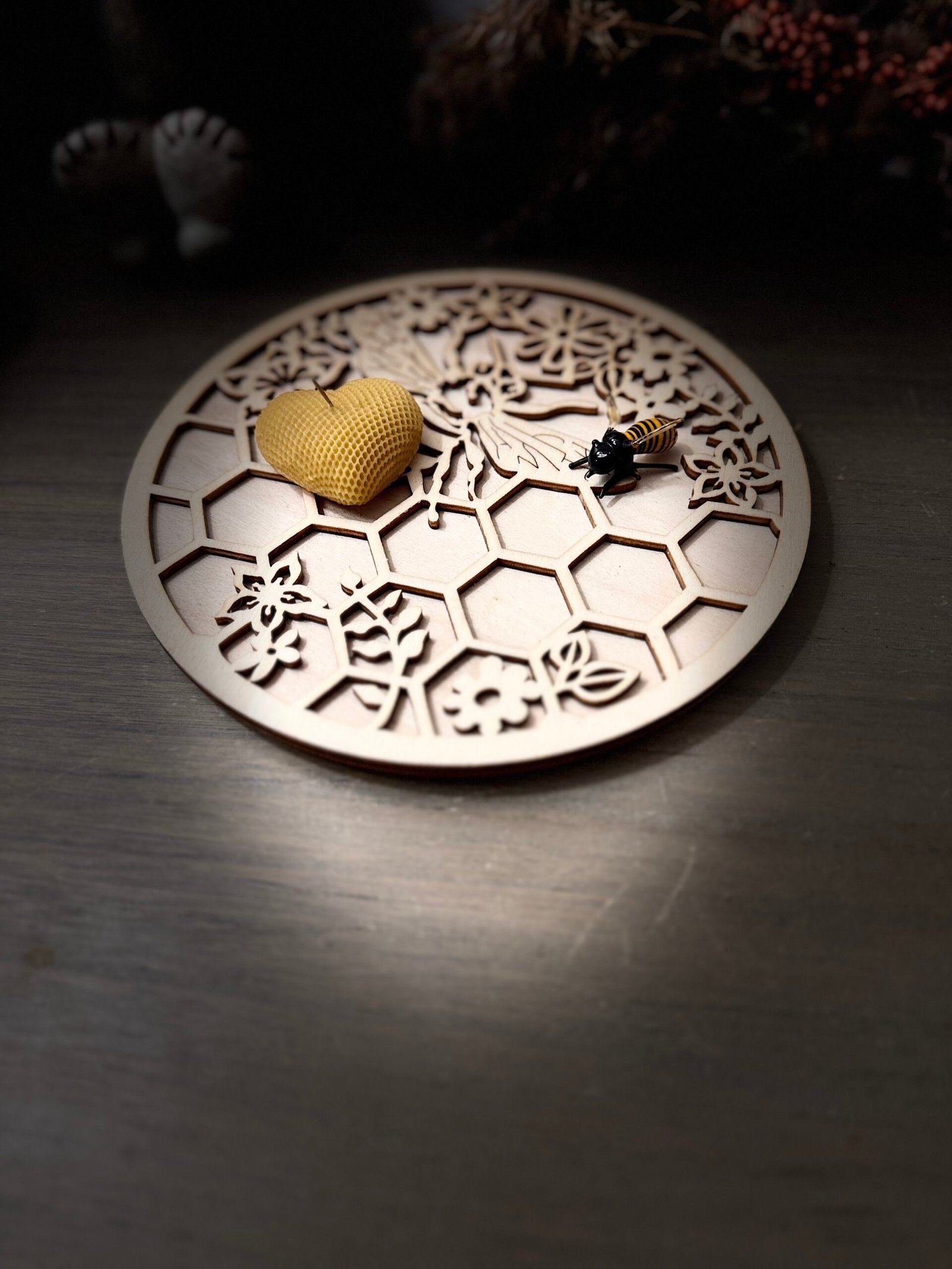 Bougie cœur alvéolé