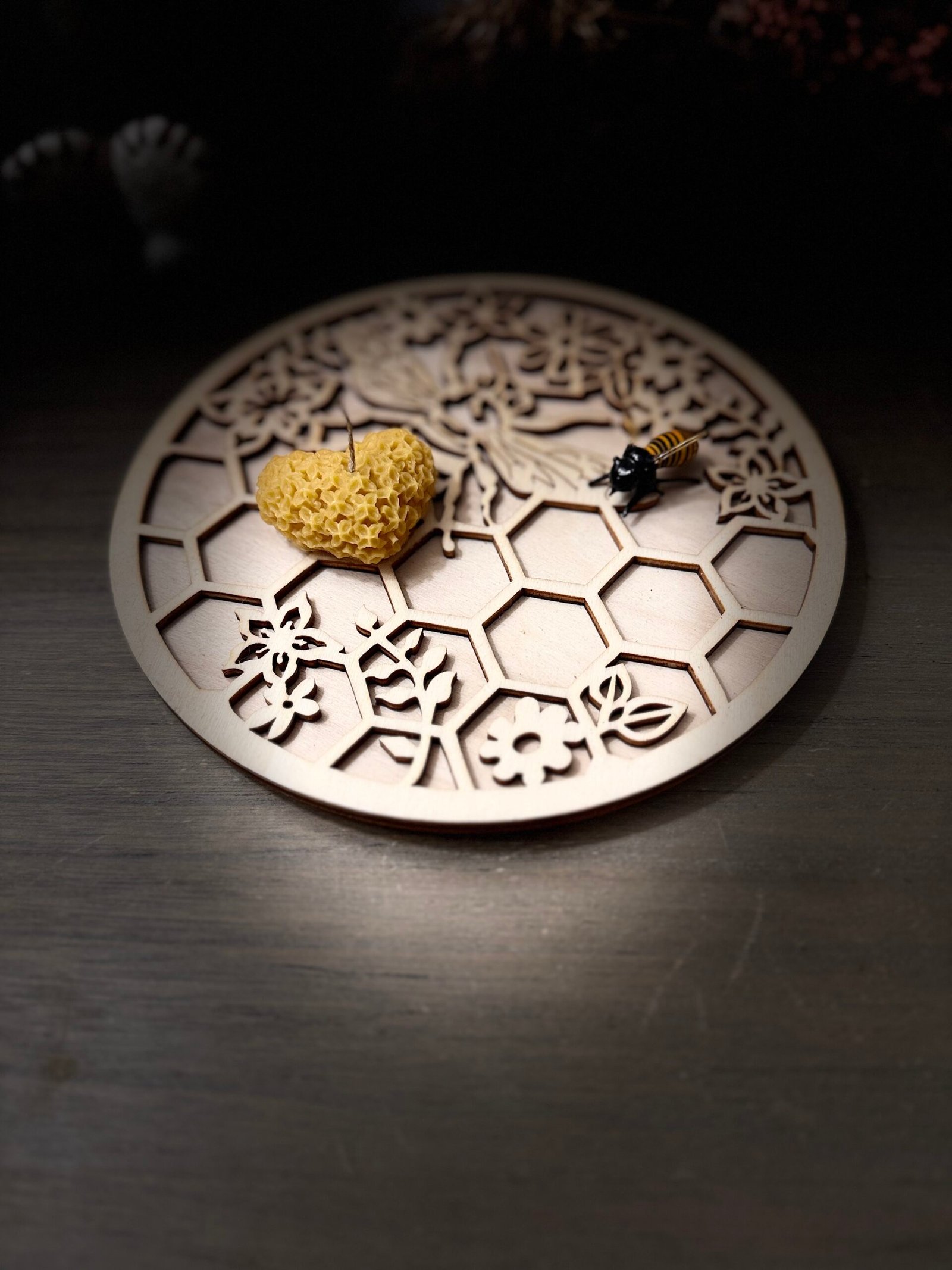 bougie coeur texturée